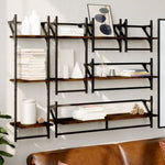 ZNTS 6 Piece Wall Shelf Set with Bars Brown Oak Engineered Wood 836272