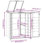 Wheelie Bin Storage for 2 Bins Grey 138x79x117 cm Steel 3279987