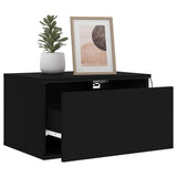 Wall-mounted Bedside Cabinet with LED Lights Black 836828