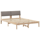 Bed frame Brown and taupe 140 x 190 cm Solid pine wood 878687