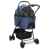 Folding Pet Stroller Adjustable Blue 81 x 47 x 99 cm Polyester 42012434