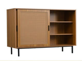 Sideboard, Kitchen Cabinet, Storage Cupboard with Rattan Decorated Doors, with 2 Sliding Barn Doors, N896P437305N