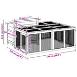 Rabbit Hutch Brown 144x123x67.5 cm Solid Wood Pine 172280