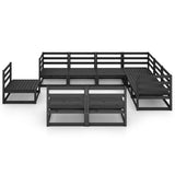 9 Piece Garden Lounge Set Black Solid Pinewood 3075788
