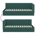 Corner Bed Frame with Headboard Dark green 100 x 200 cm Velvet 42016278