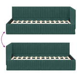 Corner Bed Frame with Headboard Dark green 100 x 200 cm Velvet 42016278