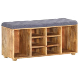 Hall Bench Natural wood, Grey Solid mango wood, 100% polyester fabric 285891