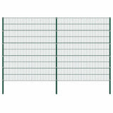 Fence Panel with Posts Iron 349x200 cm Green 278680