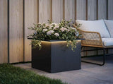 Garden Planter with LED Black 40 x 40 x 40 cm Steel 8008126