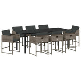 Garden Dining Set 9 pcs Grey Poly Rattan 3380724