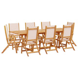 ZNTS 9 Piece Garden Dining Set Solid Wood Acacia and Textilene 3279279