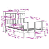 Bookcase Bed without Mattress White 135x190 cm Double Solid Wood Pine 3322683