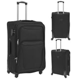 3 Piece Soft Case Trolley Set Black 91315