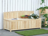 Wood Storage Bench for Patio Furniture, Outdoor Garden Seating Tools T3398P322075