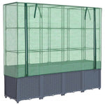 ZNTS Raised Bed with Greenhouse Cover Rattan Look 160x40x153 cm 4015831