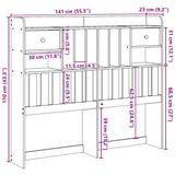 Headboard with Storage White 135 cm Solid Wood Pine 855515