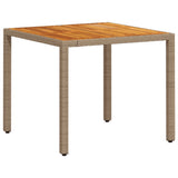 Garden Table Beige 90x90x75 cm Poly Rattan Acacia Wood 368124