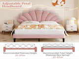4ft6 Double Upholstered Velvet Bed, with Adjustable Chic Petal Headboard, Velvet Platform Bed N652P169591