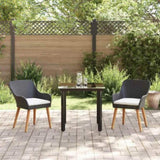 Garden Dining Set with Cushion 3 pcs Black Poly Rattan 3261670