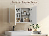 Arched Bathroom Mirror Cabinet with Adjustable Shelves - White T3398P423513