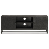 TV Cabinet Black 110x30x40 cm Solid Wood Mango and Iron 372007