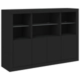 Sideboards with LED Lights 3 pcs Black Engineered Wood 3209108