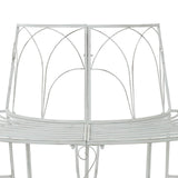 Tree Bench 4-Seater 160 x 80 x 89 cm Steel Antique White 42029520