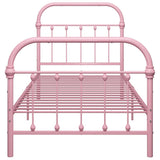 Bed Frame Pink Metal 90x200 cm Durable Bed Frame Rectangular 284510