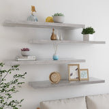 Floating Wall Shelves 4 pcs Concrete Grey 90x23.5x3.8 cm MDF 326605