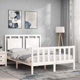 Bed Frame without Mattress White Double Solid Wood Pine 3192142