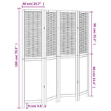 Room Divider 4 Panels Dark Brown Solid Wood Paulownia 358706