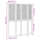 Room Divider 4 Panels Dark Brown Solid Wood Paulownia 358706