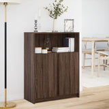 Sideboard with LED Brown Oak 77x34x100 cm Engineered Wood 852151