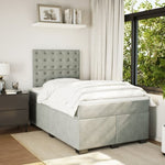 Box Spring Bed with Mattress Light Grey 120x190 cm Small Double Velvet 3290870