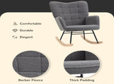 Berber Fleece Nursery Glider Rocker for Nursing, Wingback Rocking Chair for Living Room, Dark Grey T3398P344512