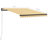 Manual Retractable Awning 300x250 cm Yellow and White 3055186
