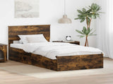 Bed Frame with Headboard Smoked Oak 90 x 190 cm Engineered Wood 3408708