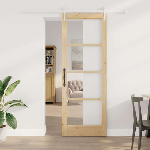 Sliding Door Manual Brown 78 x 211 cm Wood and metal 3332357