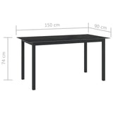 Dining Set Black Powder-coated aluminium, Textilene, Glass Medium 3070635