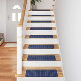Self-adhesive Stair Mats Striped 15 pcs Blue 65 x 21 x 4 cm 42011452