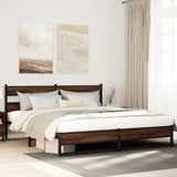 Metal Bed Frame without Mattress Brown Oak 200x200 cm 3308515