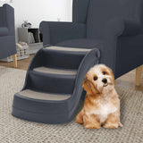 Folding 3-Step Dog Stairs Dark Grey 171174