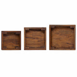 Plant Stand 3 pcs Brown 35 x 35 x 12 cm Mahogany Wood 42012382