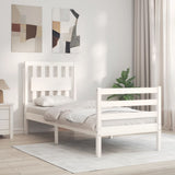 Bed Frame without Mattress White Small Single Solid Wood 3194272