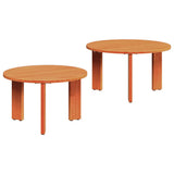Coffee Table 2 pcs Wax Brown Solid Pine wood 873561