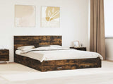 Bed Frame with Drawer Smoked Oak 150 x 200 cm Engineered Wood 3411293