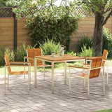 Garden Dining Set 5 pcs Solid Acacia Wood and Stainless Steel 3334806