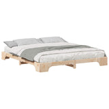 Bed Frame Brown 180 x 220 cm Solid Pine Wood 872926