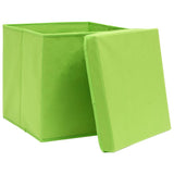 Storage Boxes with Covers 10 pcs 28x28x28 cm Green 325230
