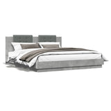 Bed Frame with LED without Mattress Concrete Grey 200x200 cm 3209985
